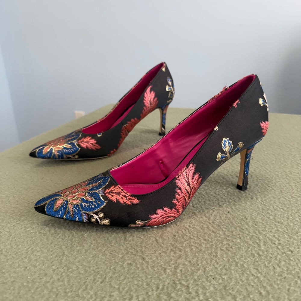 Zara Basic Collection Women's Floral Embroidered Heels Size EU-40 US-9